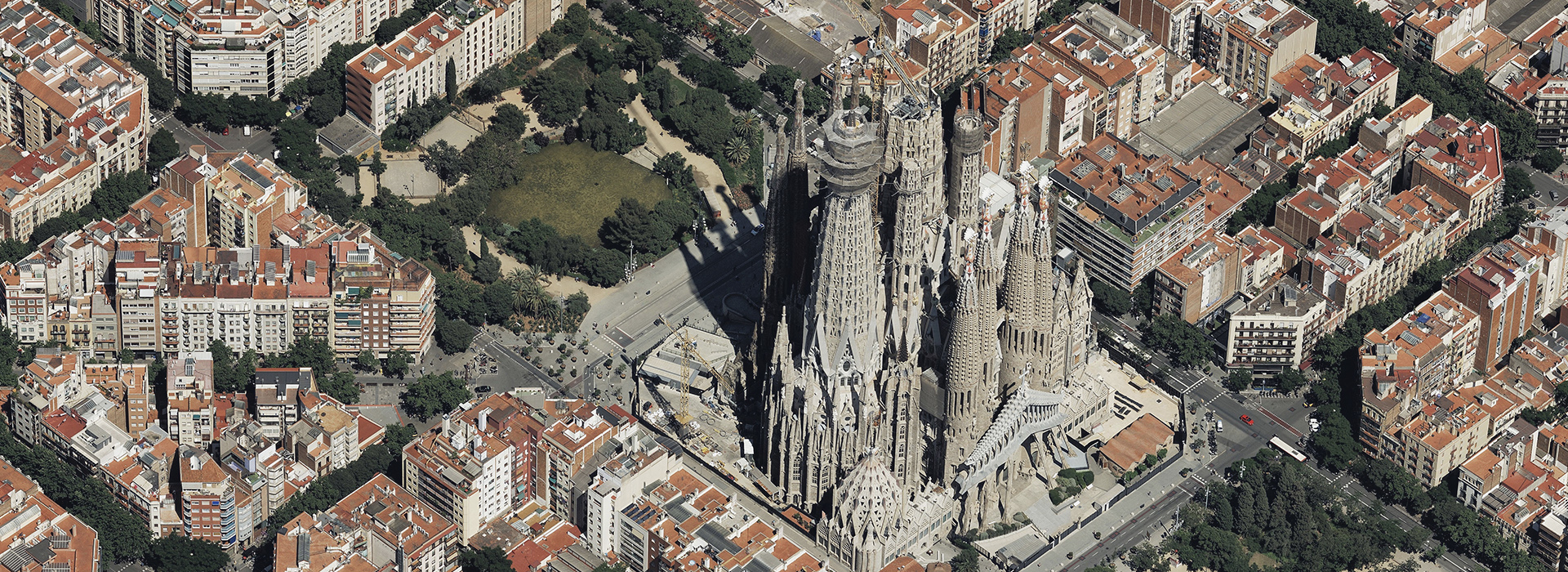 Aerial Image of Sagrada Familia in Barcelona, Spain
