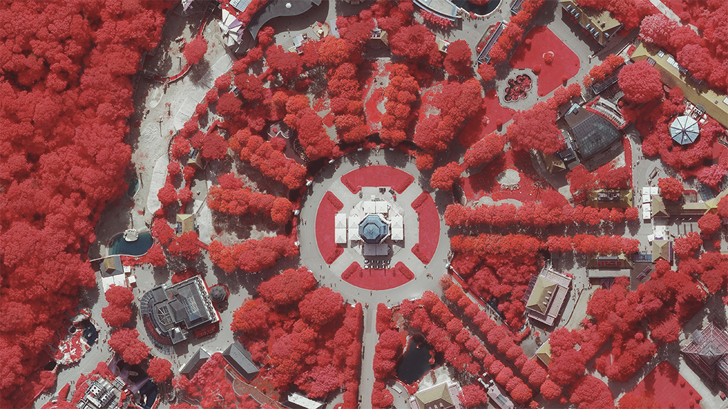 Color-infrared aerial image of Vienna, Austria