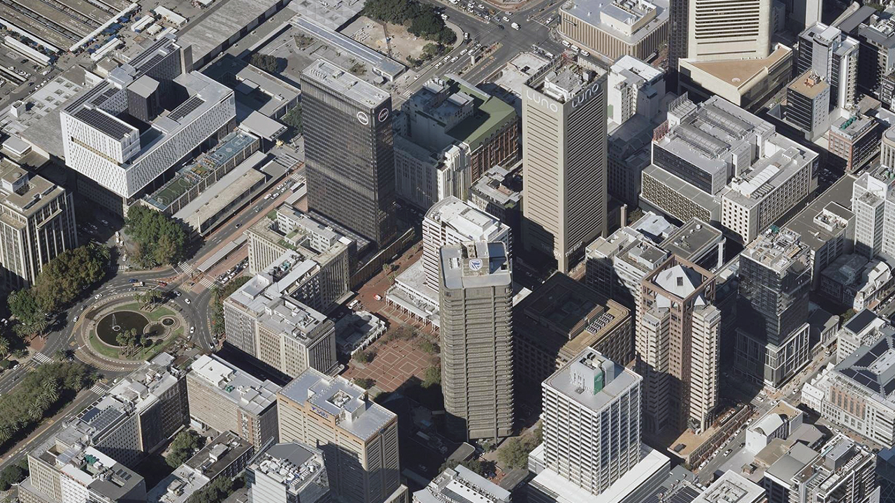 Oblique buildings in Cape Town, South Africa