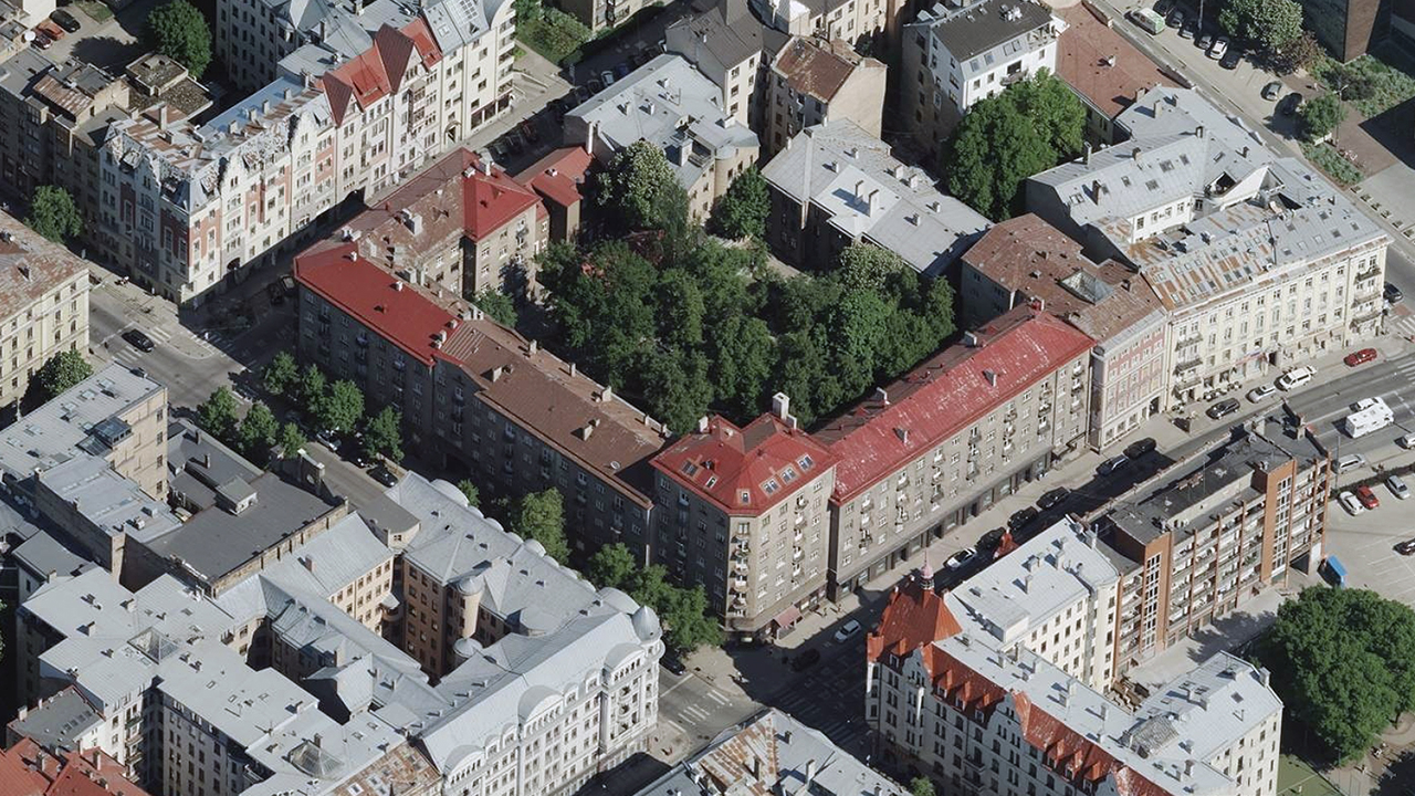 Oblique city block in Riga, Latvia