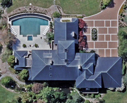 Ortho aerial image of a property in Ann Arbor, MI, published by Vexcel.