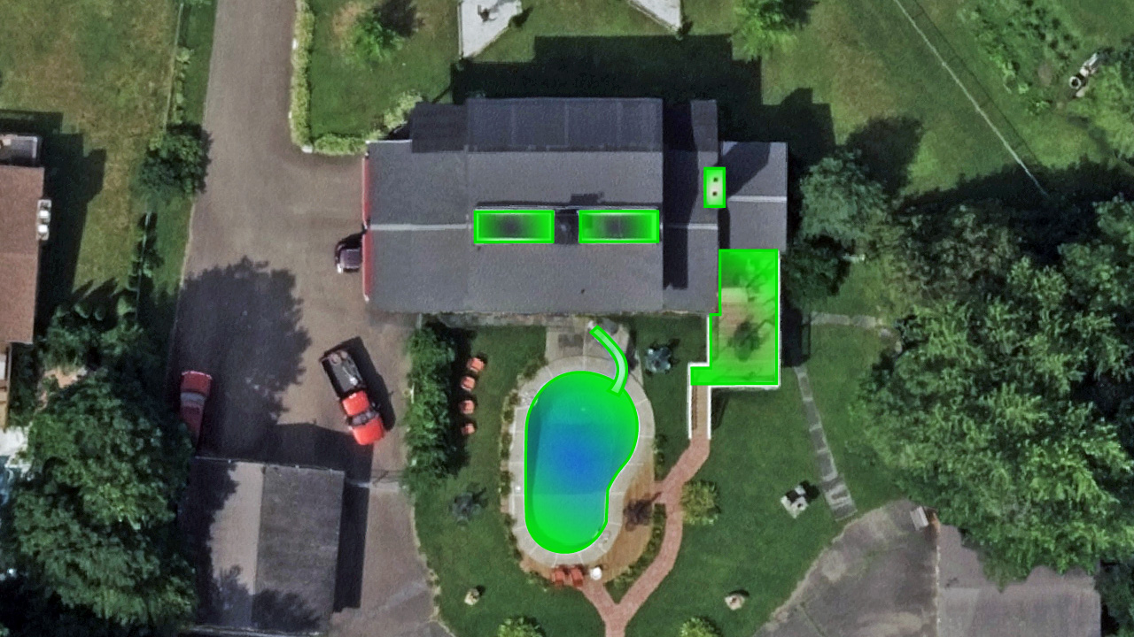 An ortho aerial image highlighting property attributes in Burlington, Vermont