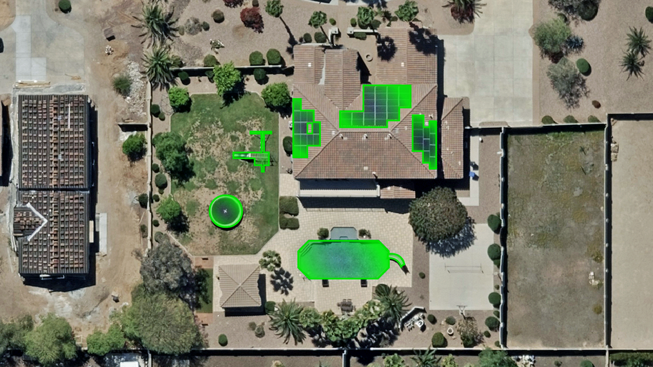 Ortho aerial image of a property with attributes called out in Surprise, AZ,