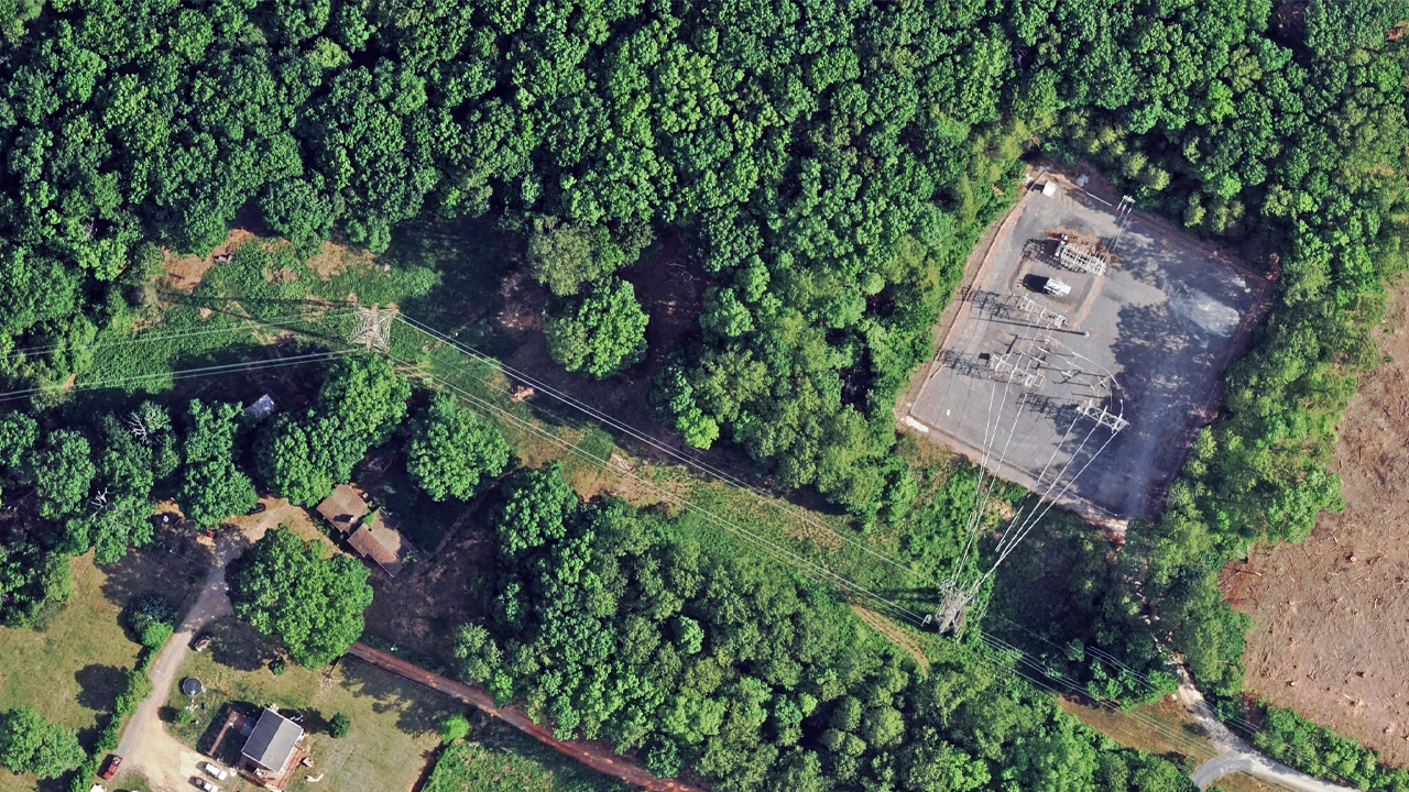 Top-down ortho image of electric utilities in Madison Heights VA